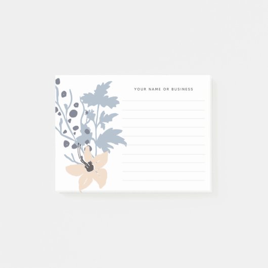 Post-it® Aquarelle Fleur sauvage Herbes Nom Lined Blank (Devant)