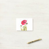 Post-it® Aquarelle fleurs de pavots rouges chic rustique (Sur un bureau)