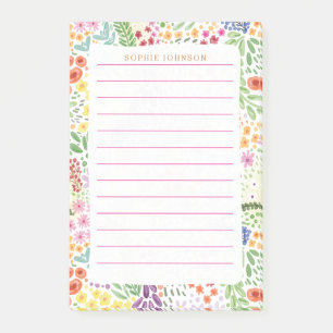 Post-it® Aquarelle Fleurs Mignonnes Floral Joli Féminin
