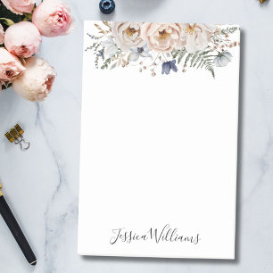 Post-it® Aquarelle Fleurs Personnalisées Beige Bleu Joli