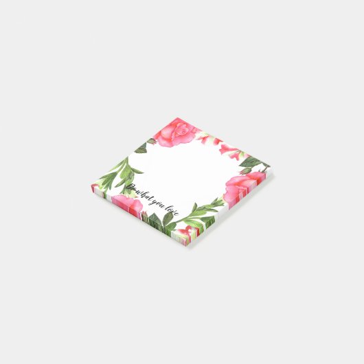 Post-it® Aquarelle Fleurs roses Circle Wreath (Incliné)