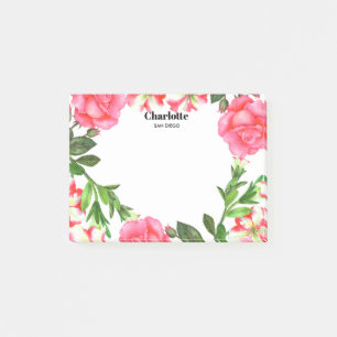 Post-it® Aquarelle Fleurs roses couronne circulaire