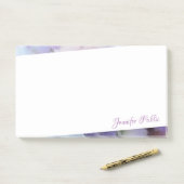 Post-it® Aquarelle Fleurs violettes Script manuel personnal (Sur un bureau)