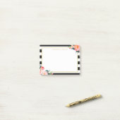 Post-it® Aquarelle Floral Gold Frame Black White Stripes (Sur un bureau)