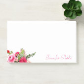 Post-it® Aquarelle Floral Modèle Nom manuscrit Chic (Bureau)