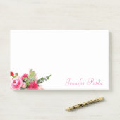 Post-it® Aquarelle Floral Modèle Nom manuscrit Chic (Sur un bureau)