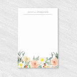 Post-it® Aquarelle Floral Nom personnalisé<br><div class="desc">Notes personnalisées avec aquarelle florale avec nom personnalisé.</div>