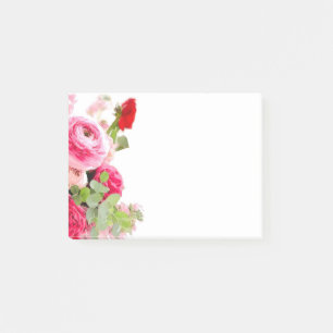 Post-it® Aquarelle Floral Roses Fleurs sur mesure Blanc