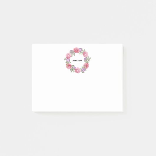 Post-it® Aquarelle Floral Wreath Personnalisée (Devant)