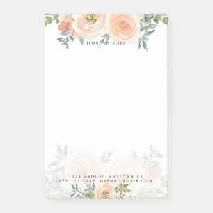 Post-it® Aquarelle florale bleu et vert personnalisée