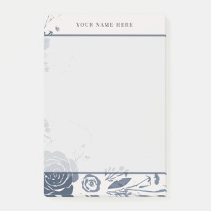 Post-it® Aquarelle florale bleu marine avec nom