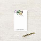 Post-it® Aquarelle florale moderne Simulée Monogramme de hu (Sur un bureau)