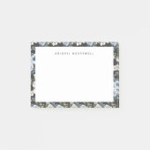 Post-it® Aquarelle Florale Motif Bleu Ajouter Votre Nom (Devant)