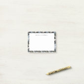 Post-it® Aquarelle Florale Motif Bleu Ajouter Votre Nom (Sur un bureau)