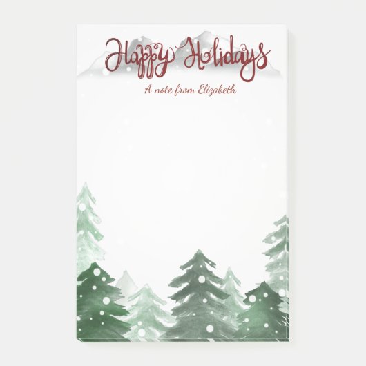 Post-it® Aquarelle Forêt, Joyeuses Fêtes (Devant)