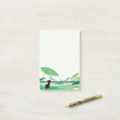 Post-it® Aquarelle Grenouille de chat dans la pluie (Sur un bureau)