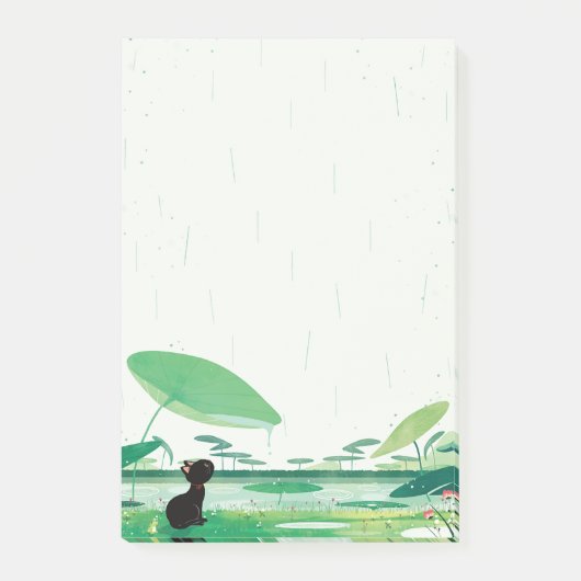 Post-it® Aquarelle Grenouille de chat dans la pluie (Devant)