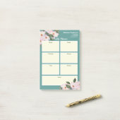 Post-it® Aquarelle hebdomadaire Planner Roses rose Ballerin (Sur un bureau)