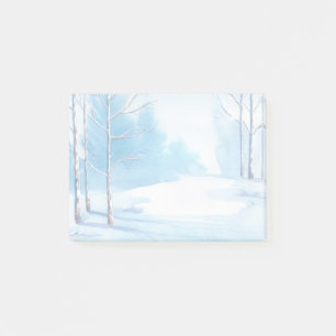Post-it® Aquarelle Hiver Arbres nus Scène de neige