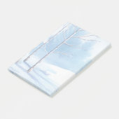 Post-it® Aquarelle Hiver Arbres nus Scène de neige (Incliné)