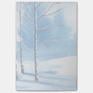 Post-it® Aquarelle Hiver Arbres nus Scène de neige