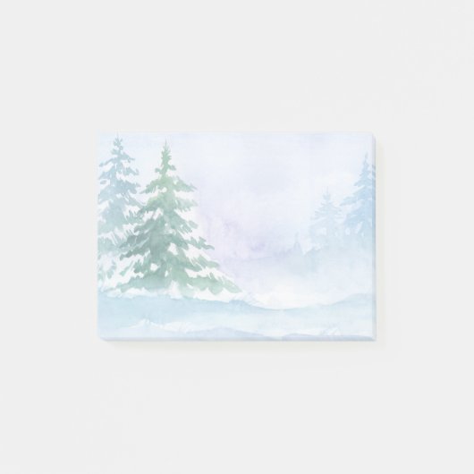 Post-it® Aquarelle Hiver Pins vert Arbres (Devant)