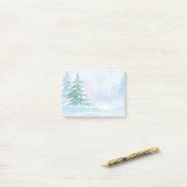 Post-it® Aquarelle Hiver Pins vert Arbres (Sur un bureau)