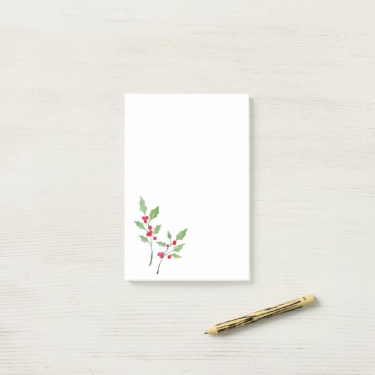 Post-it® Aquarelle Holly Sprigs (Sur un bureau)