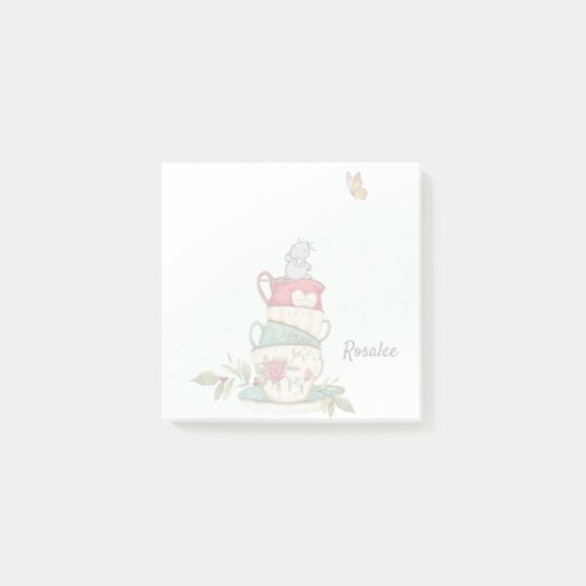 Post-it® Aquarelle jolie souris couleur verte mignonne  (Devant)