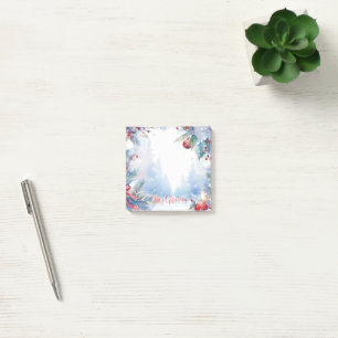 Post-it® Aquarelle Joyeux Noël Scène d'hiver Frontière