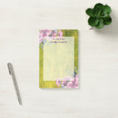 Post-it® Aquarelle Lavande florale sur vert olive (Bureau)