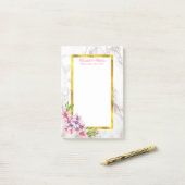 Post-it® Aquarelle Magnolias, Faux Marble Texture Mariage (Sur un bureau)