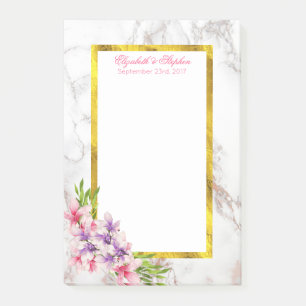 Post-it® Aquarelle Magnolias, Faux Marble Texture Mariage