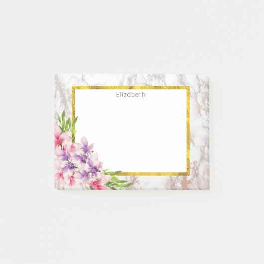 Post-it® Aquarelle Magnolias, Faux Marble Texture personnal (Devant)