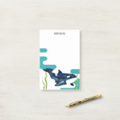 Post-it® Aquarelle marine Orca Nom personnalisé (Sur un bureau)
