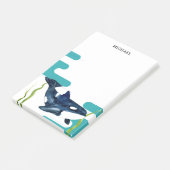 Post-it® Aquarelle marine Orca Nom personnalisé (Incliné)