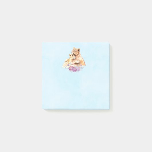 Post-it® Aquarelle mignonne Mère Lion & Cub (Devant)
