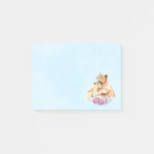 Post-it® Aquarelle mignonne Mère Lion & Cub