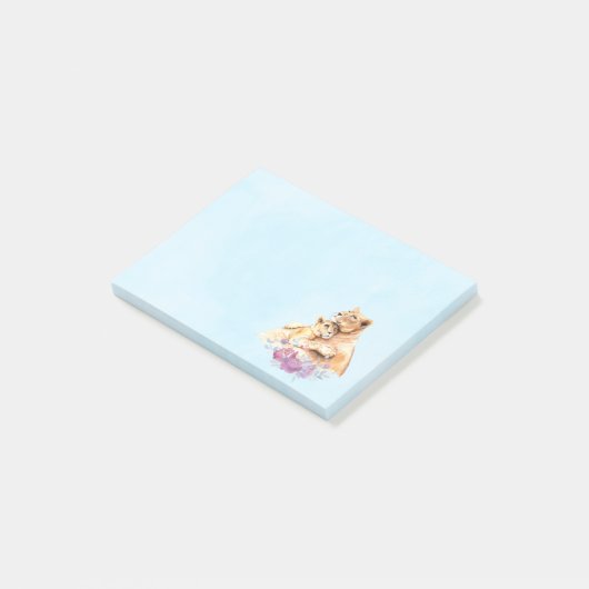 Post-it® Aquarelle mignonne Mère Lion & Cub (Incliné)