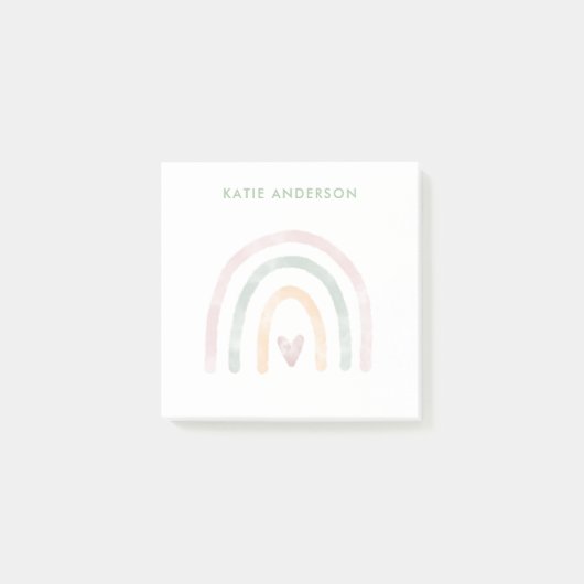 Post-it® Aquarelle moderne arc-en-ciel avec un coeur (Devant)