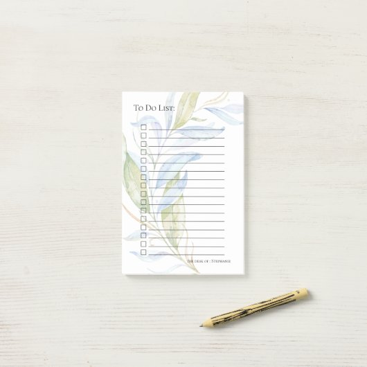 Post-it® Aquarelle Moderne Boho Branches en feuilles (Sur un bureau)