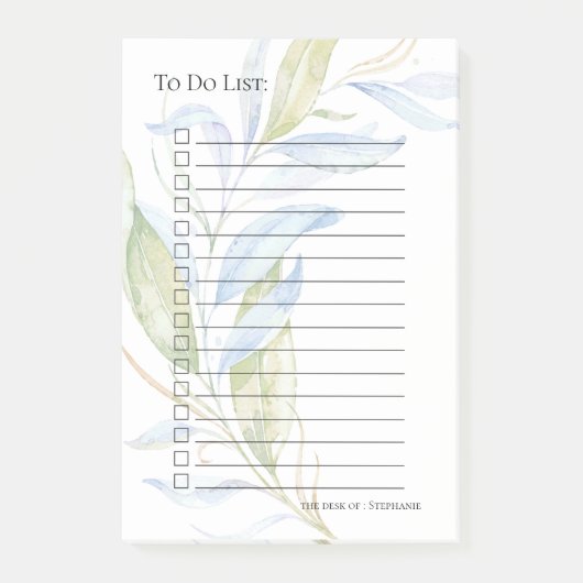 Post-it® Aquarelle Moderne Boho Branches en feuilles (Devant)