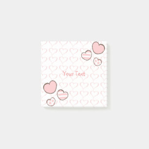 Post-it® Aquarelle moderne Coeurs roses Personnalisés