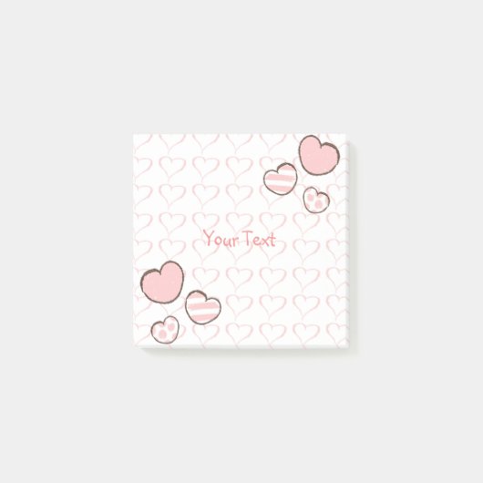 Post-it® Aquarelle moderne Coeurs roses Personnalisés (Devant)