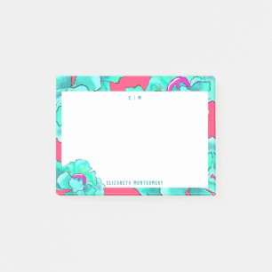 Post-it® Aquarelle moderne Floral Fuchsia Personnalisé