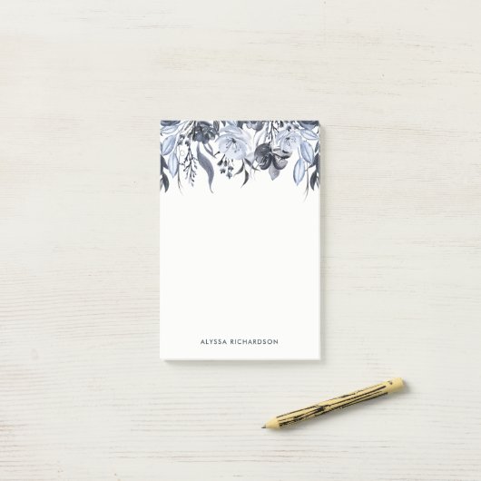 Post-it® Aquarelle | moderne florale foncée (Sur un bureau)