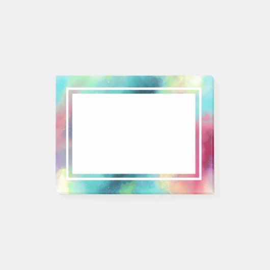 Post-it® Aquarelle moderne Green & Red Space Nebula (Devant)