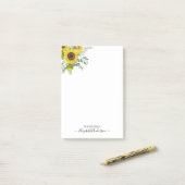 Post-it® Aquarelle moderne personnalisée Yellow Sunflower P (Sur un bureau)