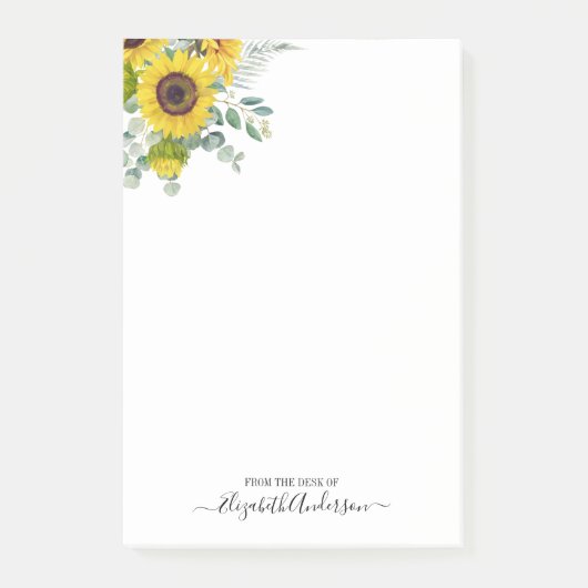 Post-it® Aquarelle moderne personnalisée Yellow Sunflower P (Devant)