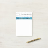 Post-it® Aquarelle noire et blanche de bleu de pois (Sur un bureau)